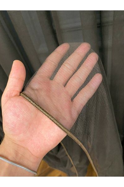 elision home Brown Grek Tulle Curtain 350x250cm Sparse Pleat 1/2