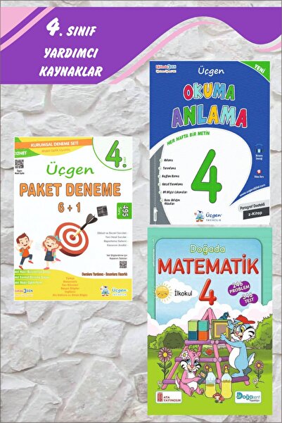 Üçgen Yayıncılık Üçgen 4.Sınıf Paragraf Destekli Okuma Anlama + Paket Deneme ...