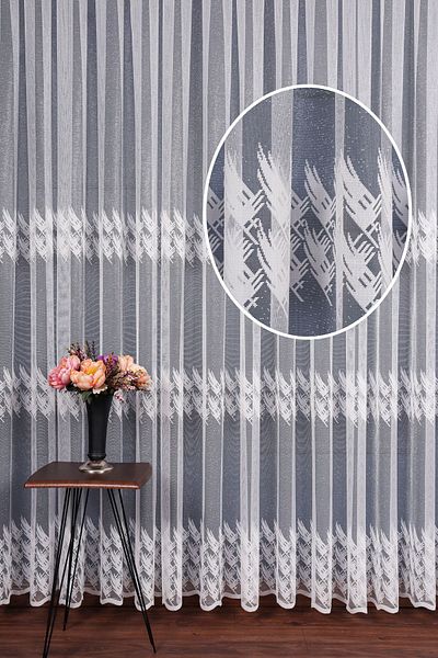 elision home Modern Pattern Knitted Tulle Curtain, 350x260cm, 1/3 Tight Pleat, Elısıon01981