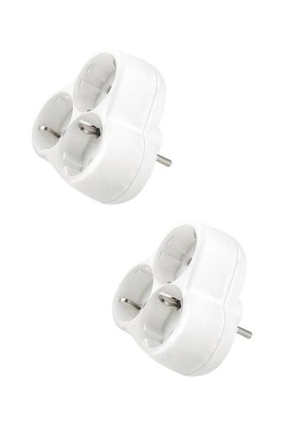 VİKO 2 White Triple Grounded Clover Plug Sockets