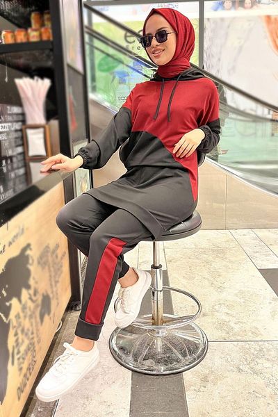 TOFİSA Claret Red Tunic Trousers Straight Medium Women - 11022