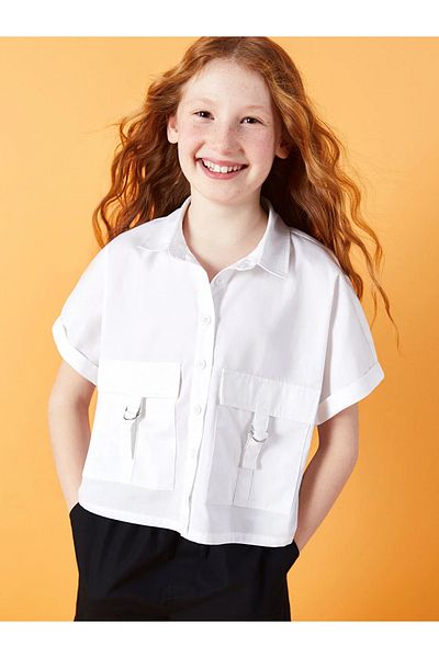 LC Waikiki Cămașă Crop pentru fete - LCW Kids Basic, mânecă scurtă