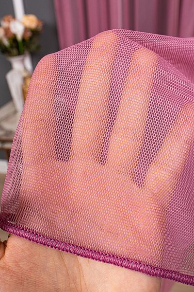 elision home Grek Fuchsia Color Plain Tulle Curtain, 100x260, Sparse Pleat, 1/2