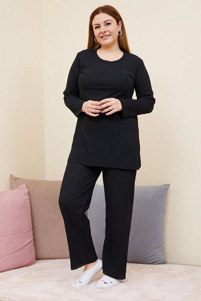 Freeista Black Plus Size Pajama Set