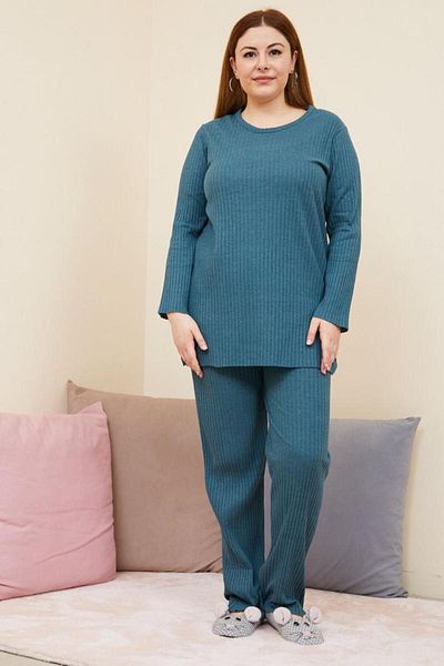 Freeista Plus Size Pajama Set Dark Green