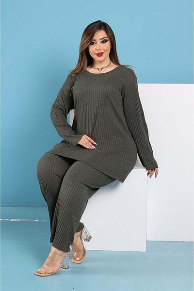 Freeista Khaki Plus Size Pajama Set