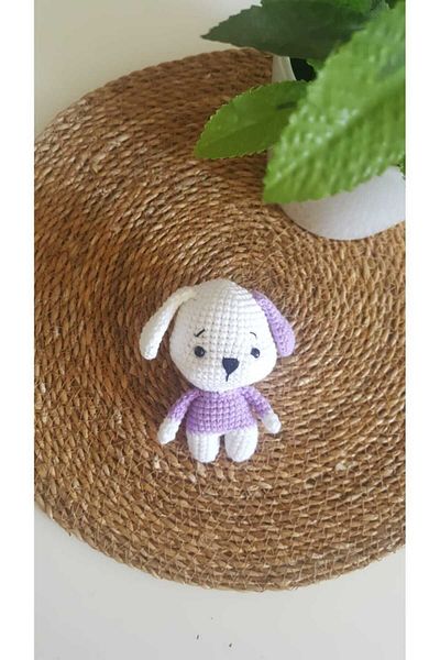 Penguen Lilac White Knitted Dog Toy