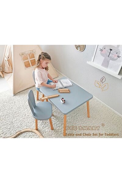 Bee Smart Ahşap Montessori Aktivite Masası Sandalyesi, Bunny Masa ve Sandalye