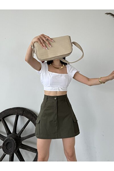 LB Laluna Butik Women's Mini Skirt with Shorts - Cargo Pocket