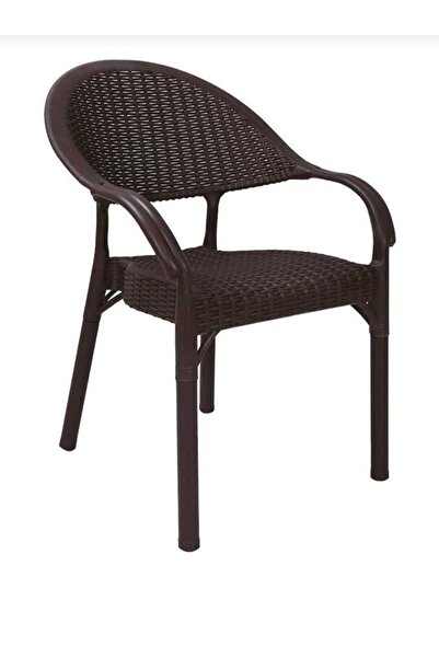 Genel Markalar 2 Adet Italy Bambu Rattan Kahve Kollu Sandalye Koltuk