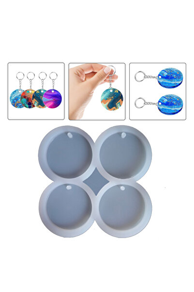 Getshopmini Epoksi Çoklu Delikli Yuvarlak Anahtarlık Kalıbı Silikon EM318