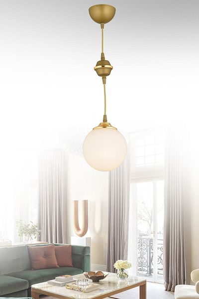 SONSUZ AYDINLATMA&AVİZE Pendant Lamp Single Antique White Glop Top Glass Downward Facing Luxury Chandelier