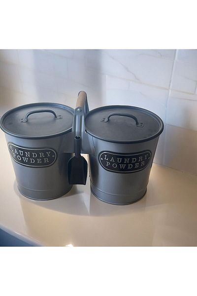 LUCKYHOMES Gray Metal Detergent Storage Special Production Container