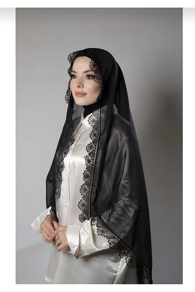 HMZ Laced Gift Prayer Head Scarf and Rosary Set