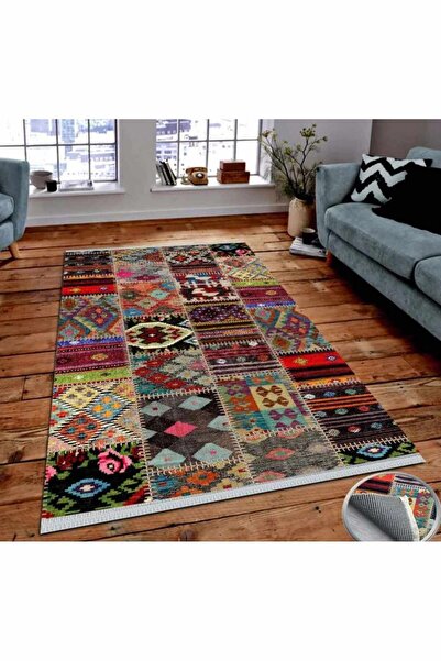 berenhalı Kilim Yıkanabilir Renkli Etnik Desen Kaymaz Taban Salon Koridor Mutfak Halısı