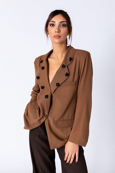 TUSSMADE Embroidered Brown Thin Jacket