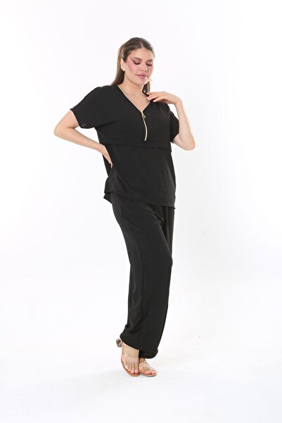 MJORA Black Aerobin Pants & Blouse Plus Size Set