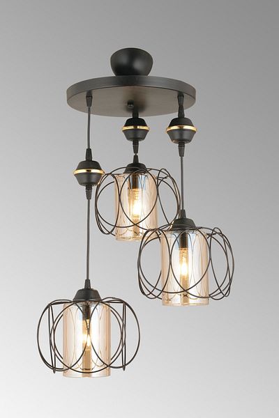SONSUZ AYDINLATMA&AVİZE Solar Pendant Lamp 3-Piece Black Modern Downward Facing Chandelier