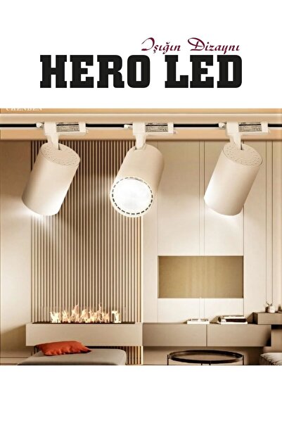 Hero Led 3 Adet 30w Led Ray Spot Lamba 1 Metre Raylı Mağaza Ve Vitrin Armatürü Beyaz Kasa 4000k