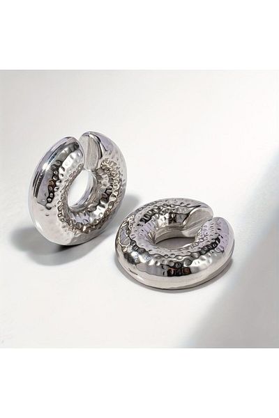 neslyaccessories حلق غضروف الأذن المكشوف باللون الفضي (حجم كبير)