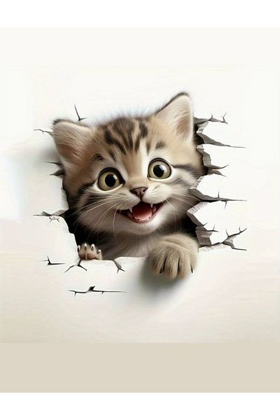 Quun Duar Door Refrigerator - Adhesive Cute Naughty Cats Sticker and Vehicle Glass Sticker