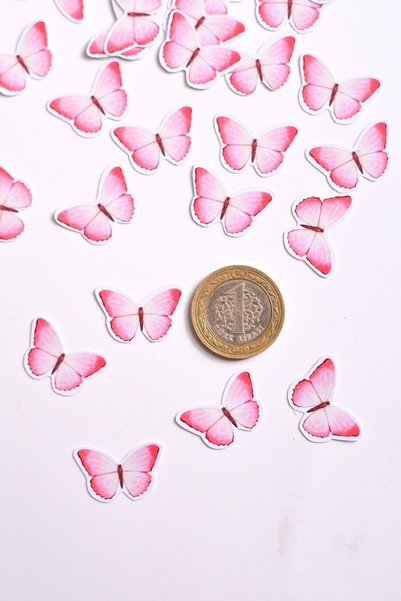 sticker 100 ملصق صغير على شكل فراشات / فراشة وردية لاصقة / للألبومات والهدايا وتزيين المخططات