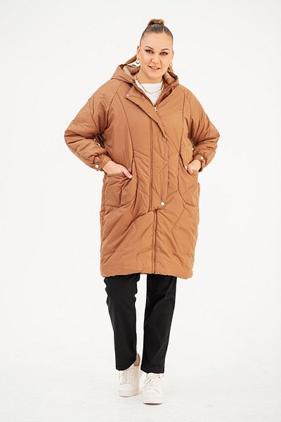 EVEN plus size Puffy Cinnamon Color Large Size Women's Coat