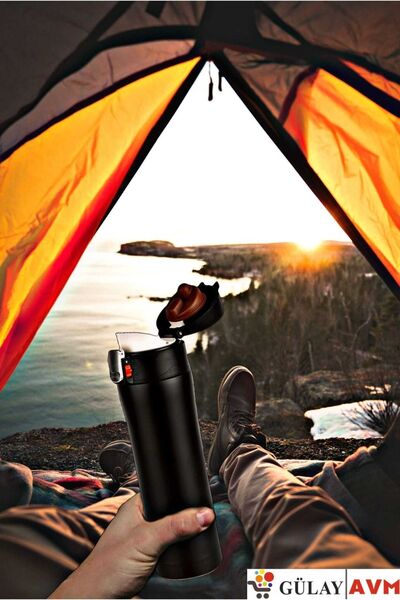 Gülay AVM ترمس من الفولاذ المقاوم للصدأ بقفل عالي الجودة 304 سعة 450 مل بطبقة...