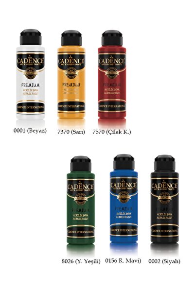 Cadence Premium Boya 120ml 6'lı Set Ana Renkler