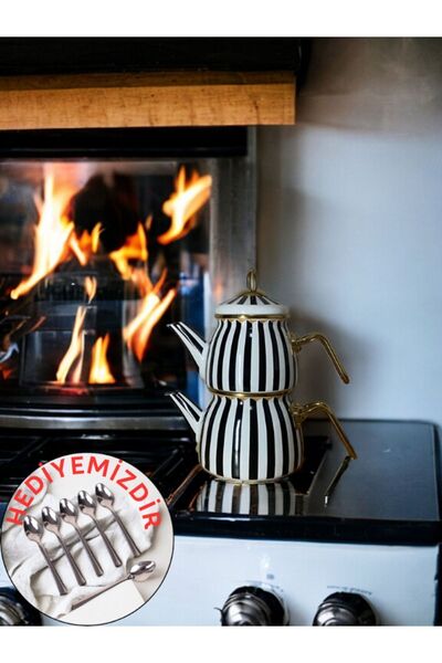 HİNESSA Emaye Çaydanlık Çubuk Model Büyük Boy