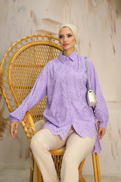 PİNK FLY Embroidered Pearl Women's Tunic Shirt - Standard