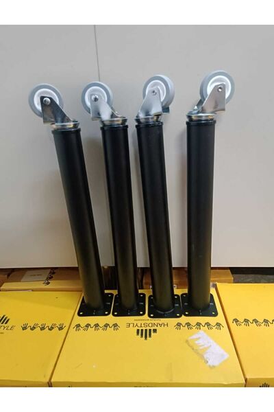 LİYAHOME TEKERLEKLİ FRENSİZ 41CM MASA SEHPE TV ÜNİTESİ AYAĞI MATSİYAH METAL BOY UZUNLUĞU 41CM (4ADET FİYATI)