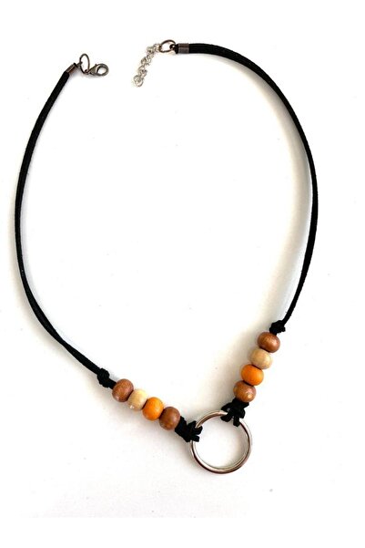 canan dizayn قلادة سيوت سوداء - حلقة خشبية بوهيمية أصلية