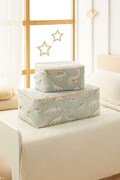 Ocean Home Textile 2'li Set Dinozor Baskılı Çocuk Odası Pike Battaniye Kazak Hurcu