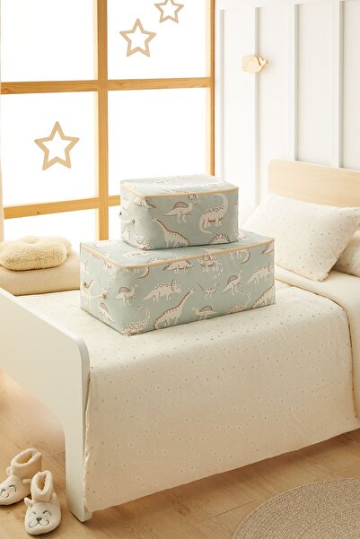 Ocean Home Textile 2'li Set Dinozor Baskılı Çocuk Odası Pike Battaniye Kazak Hurcu