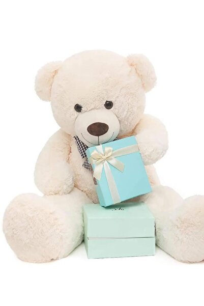 Sole New Year's Special: 90 cm Plush Teddy Bear with Printed Heart and Christmas Hat in Hand - New Year's Themed