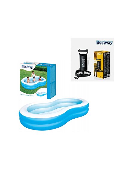 BESTWAY Şişirme Pompalı, 54117 Jumbo Oval Renkli Aile Havuzu Seti