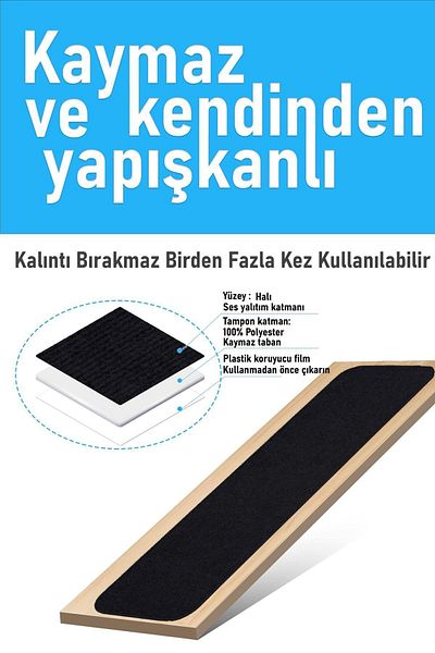 Stepmat Black Halifleks Stair Step and Mat - Rip Carpet with Non-Slip Base