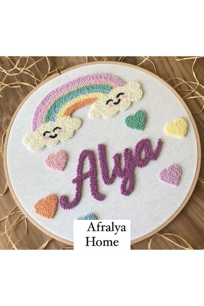 afralya home Bebek-çocuk Odası Isimli Kapı Süsü-punch Nakış Işlemeli Duvar Pa...