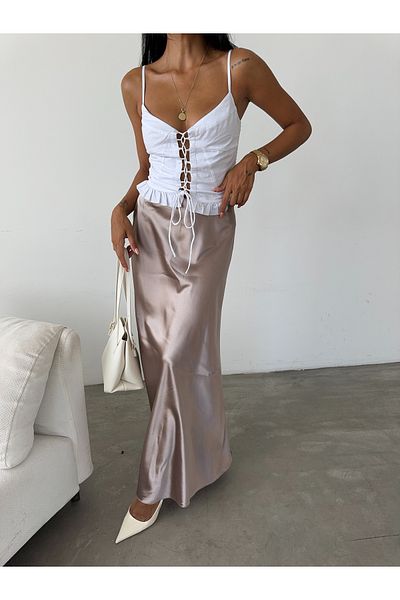 Fiori Luxury Maxi Satin Skirt - Elastic Waist