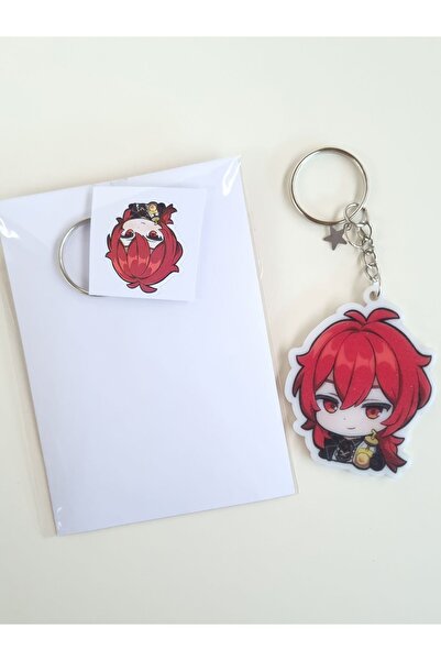 Yenaplanner Genshin Impact Diluc Bag Ornament/Keychain (1 Pcs)