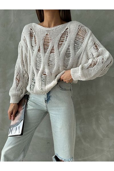 BEJNA Damen-Strickmode mit Rundhalsausschnitt und Steinmuster