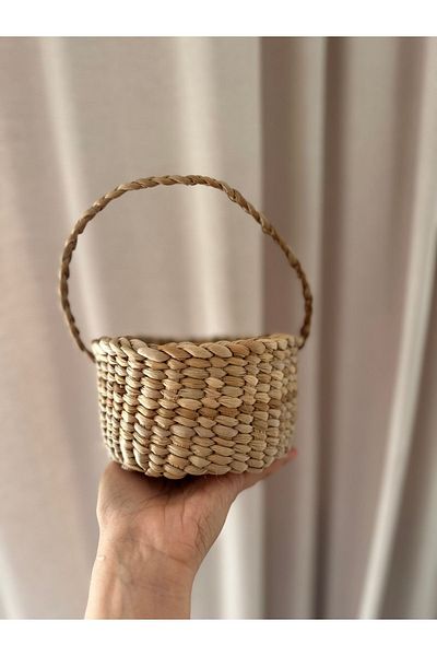 AFRALYAHOME Мини саксия за цветя 13x8 - Многофункционална плетена кошница/захарница/чанта за ядки
