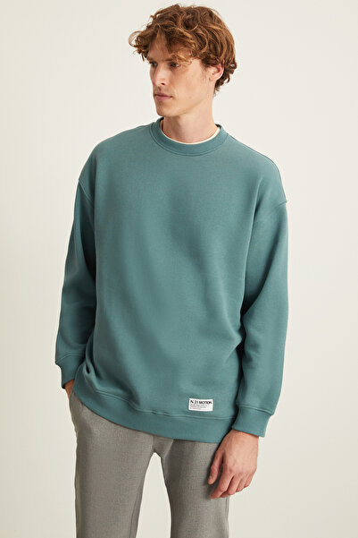 GRIMELANGE Ανδρικό φούτερ LUDİM Oversize Fit 3 Thread Raster με στρογγυλή λαιμόκοψη