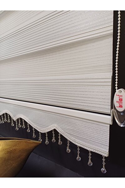 venedik home Brilliant Stor Zebra Perde Gümüş Simli Jakarlı Boncuklu Yeni Sezon En X Boy Seçenekli