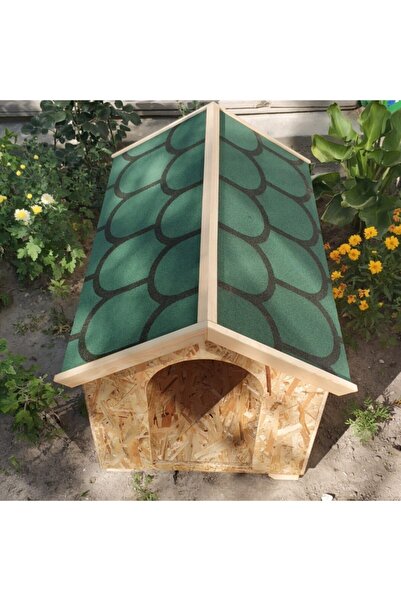 Tuna Tasarım Yeşil Ahşap Büyük Boy Köpek Kulübesi