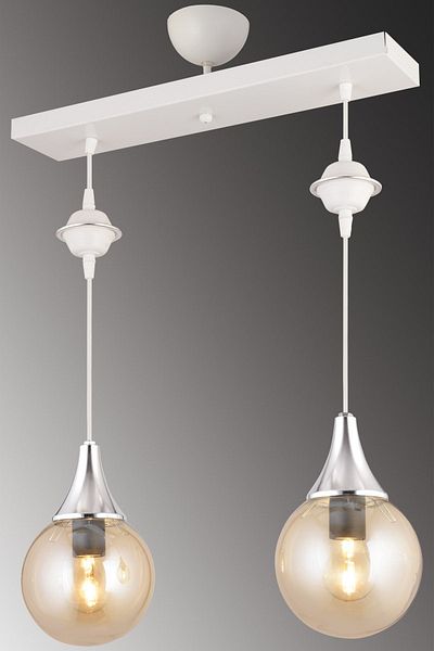 SONSUZ AYDINLATMA&AVİZE Pendant Lamp Row White 2-Piece Honey Glop Top Glass Chrome Downward Facing Luxury Chandelier