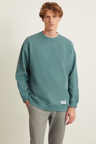 GRIMELANGE Ανδρικό φούτερ LUDİM Oversize Fit 3 Thread Raster με στρογγυλή λαιμόκοψη