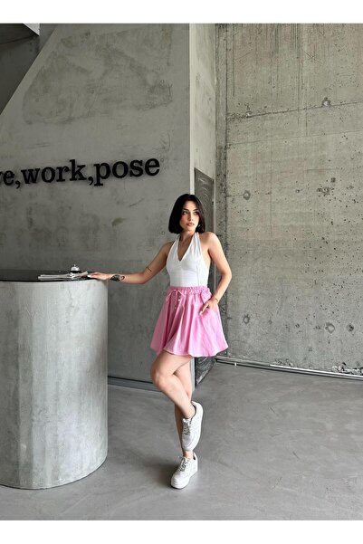 ELBEY Bağlamalı Şort Etek Pembe