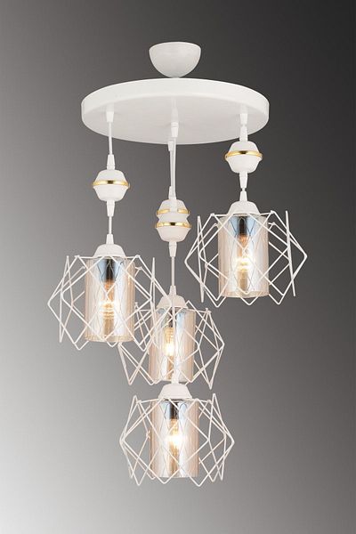 SONSUZ AYDINLATMA&AVİZE Arenda Pendant Lamp 4-Piece White Cylinder Glass Modern Downward Facing Chandelier